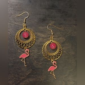 VGK inspired Pink flamingo Earrings in Gold
